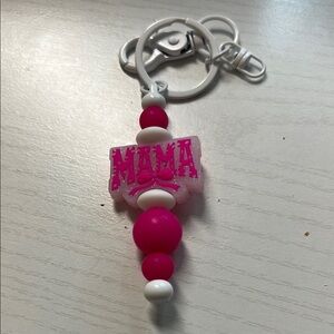 Pink and White Keychain Accessory